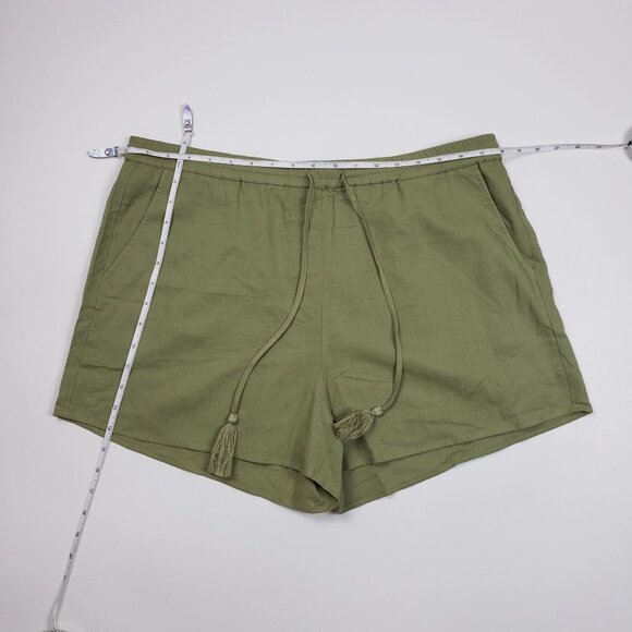 Andie Swim The Graciosa Short Women's XL Ivy Green Linen Blend Tassel Ties NWT - Picture 5 of 16
